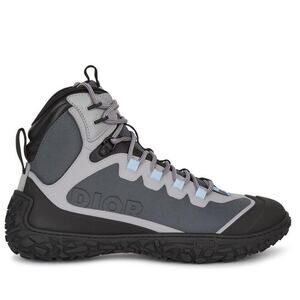 Dior Homme Mesh Lace-Up Outdoor Hiking Ankle Boots Gray / Black Men's Size 47/14